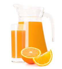 Orange fruit juice in glass jug