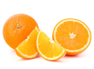 Whole orange fruit and his segments or cantles