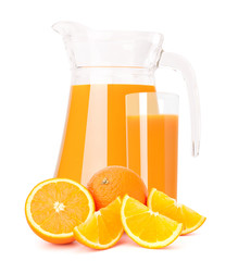 Orange fruit juice in glass jug
