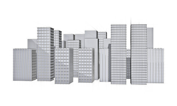 architecture drawing of big city with skyscraper