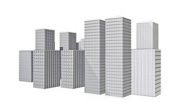 architecture sketch of big city with skyscraper