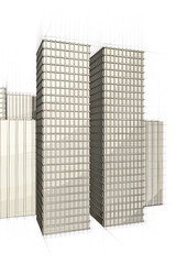 architecture sketch of two skyscraper