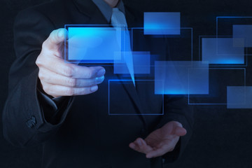 hand pushing on a touch screen interface