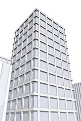 drawing of modern office block in big city