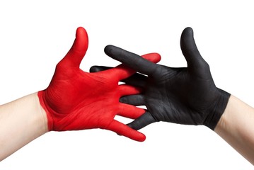 rot schwarzer handschlag