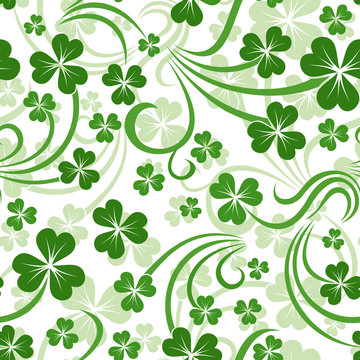 St. Patrick's day vector seamless background with shamrock.