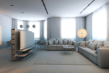 Luxury And Cosy Grey Room In Minimalism Style