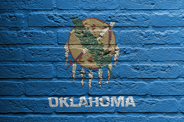 Brick wall with a painting of a flag, Oklahoma