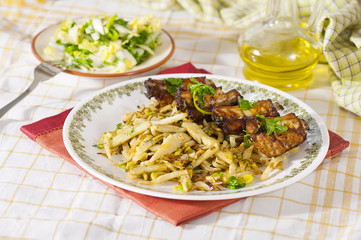 Pork chop with fried celery