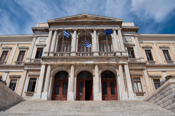 Naklejka premium Ermoupolis Town Hall, Syros Island (Greece)