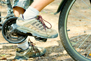 Naklejka premium Cyclist and bicycle