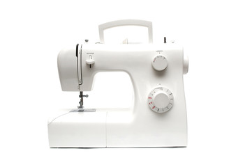 Modern sewing-machine on white background