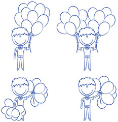 Cute boy with color balloons
