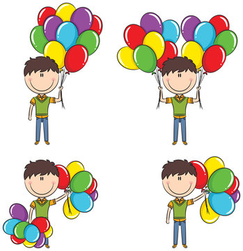 Cute boy with color balloons