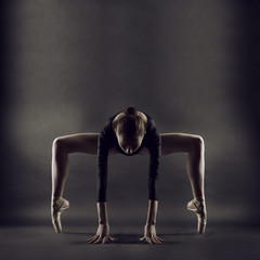 A portrait of young beautiful gymnast woman