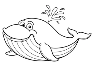 Papier Peint photo autocollant Bricolage illustration de baleine de dessin animé - Livre de coloriage