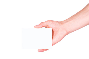 Fototapeta premium Male hand holding a paper card