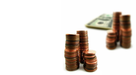 Stacks of Coins and Money