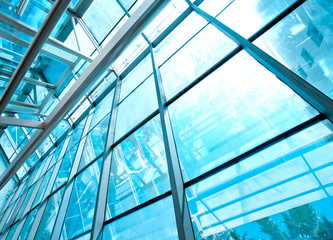 futuristic architecture inside contemporary business hallway, ai