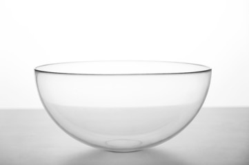 Glass bowl on the white background