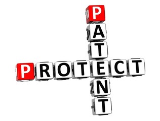 3D Patent Protect Crossword on white background
