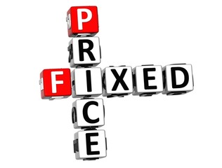 3D Fixed Price Crossword on white background
