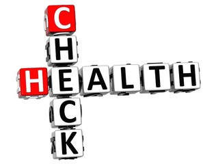 3D Check Health Crossword on white background