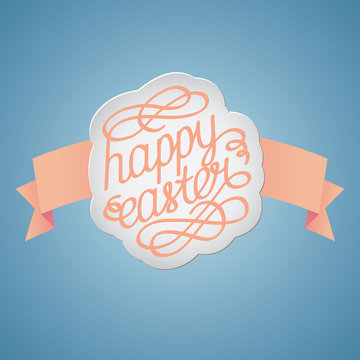 HAPPY EASTER label with ribbon