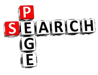 3D Search Page Crossword on white background