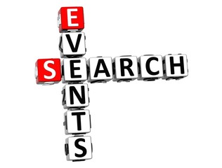 3D Events Search Crossword on white background