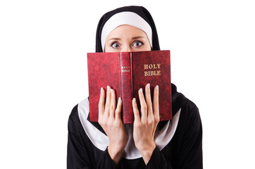 Young nun in religious concept