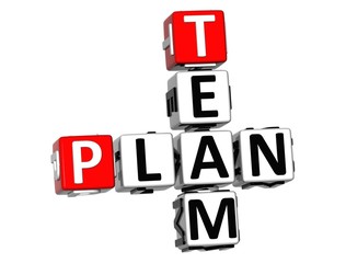 3D Team Plan Crossword on white background