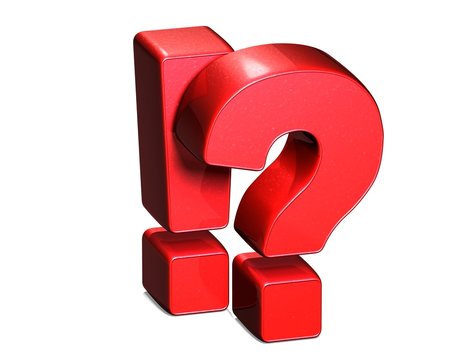 3D Exclamation And Question Mark Red Sign on white background