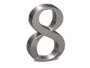 3D Set Silver Number on white background