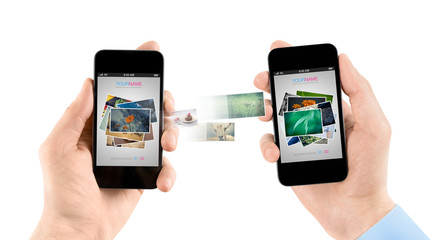Mobile smart phones while transferring pictures