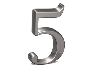 3D Set Silver Number on white background