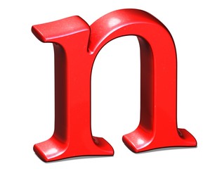 3D Shiny Red Letter on white background