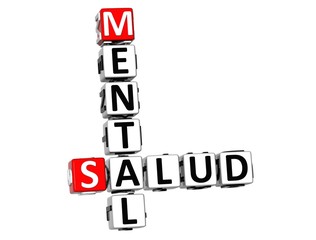 3D Mental Health (Mental Salud) Crossword on white background