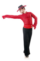Man dancing spanish dances on white