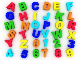 3d full alphabet with numerals