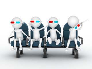 3d people watching 3d movie with sunglasses
