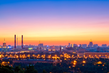 Evening Moscow, view from Sparrow Hills