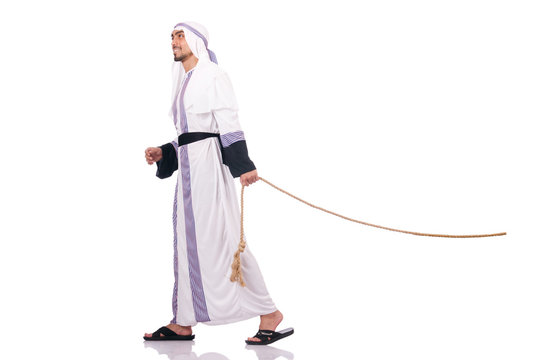 Arab Man In Tug Of War Concept