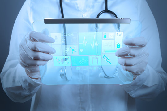 Medicine doctor working with modern computer interface