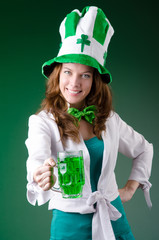 Young girl in saint patrick celebration concept