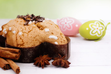 easter dove with decorative eggs