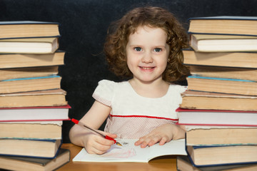 Smart girl reading a book.