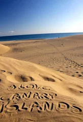Foto op Canvas I love Canary Islands - written on sand © anilah
