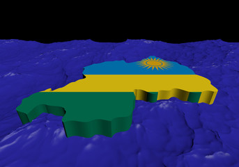 Rwanda map flag in abstract ocean illustration