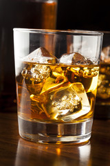 Golden Brown Whisky on the rocks
